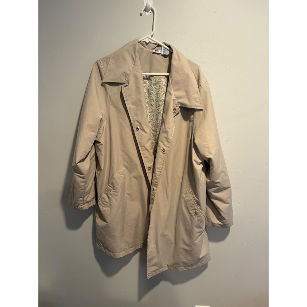 Blair Womens Tan Snap Front Utility Jacket Floral Lined Beige Coat 2XL